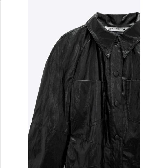 Zara Faux Vegan Leather Long Sleeve Mini Dress Party Bloggers Favorite Winter - Picture 4 of 16